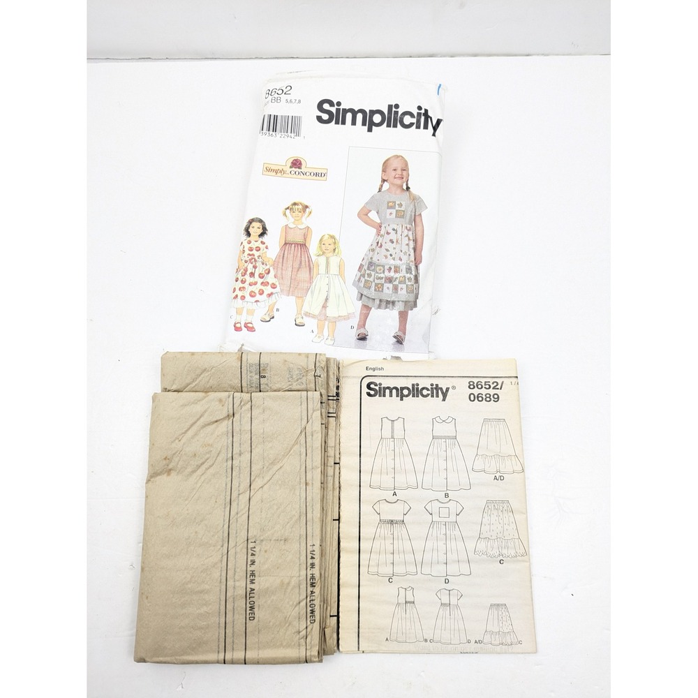 Simplicity 8652 Childrens Dress and Skirt Sewing Pattern Sizes 5 6 7 8